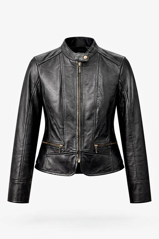 "9885A" Black Leather Jacket in Soft Nappa