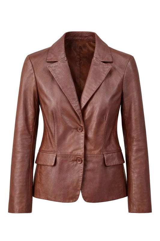 "Eclissi" Brown Nappa Leather Blazer