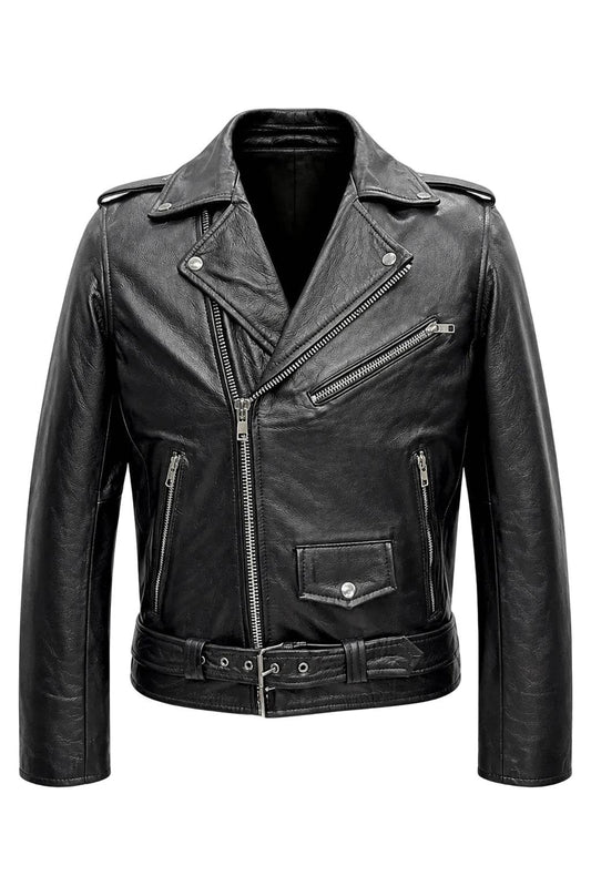 “Rebel Perfecto” Biker Black Jacket - genuine Cow Leather