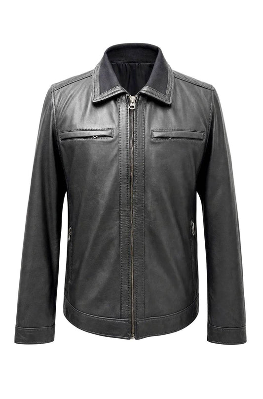 “Montclair” Leather Jacket in extra soft genuine lambskin