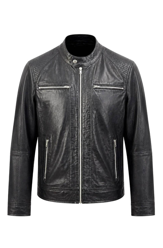 “Varenne” Biker Jacket in extra soft genuine lambskin