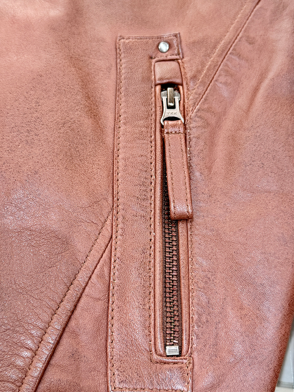 “Oscar” Cognac Brown Leather Jacket in soft Nappa