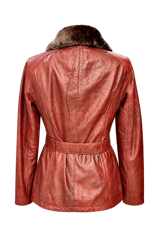 "ZH4" BurgundyJacket Leather in soft Nappa