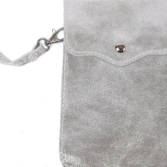 ‘’Suzann’’ Crossbody Phone Case Leather - Silver