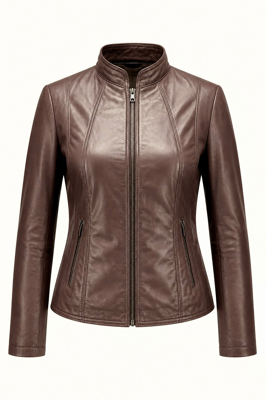 “2131” Dark Brown Ellegant Leather Jacket in soft genuine Nappa