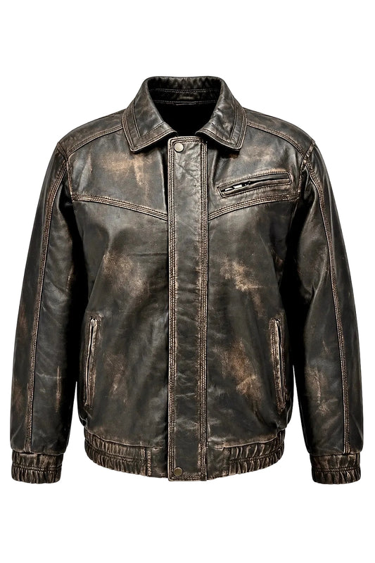 "1367" Oversized bomber Rabuf Antique Leather Jacket in soft Nappa