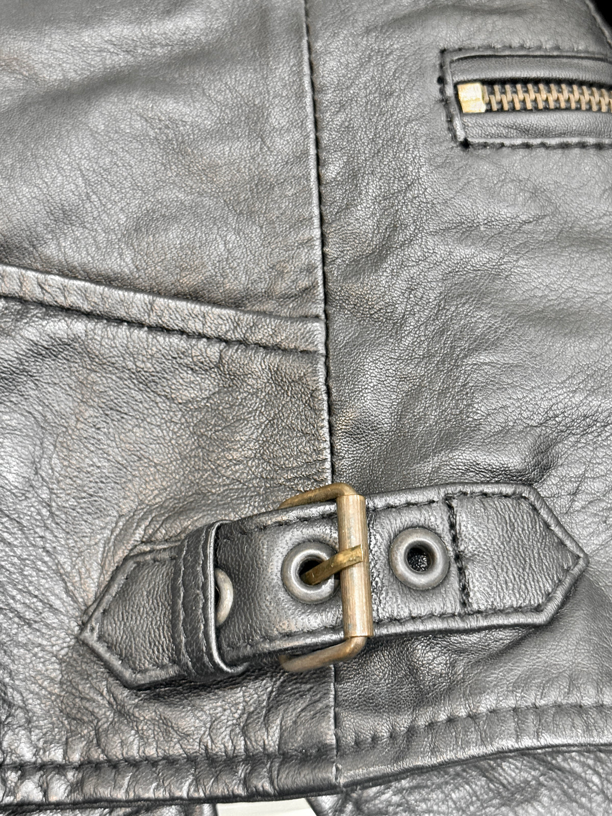 "9885A" Black Leather Jacket in Soft Nappa