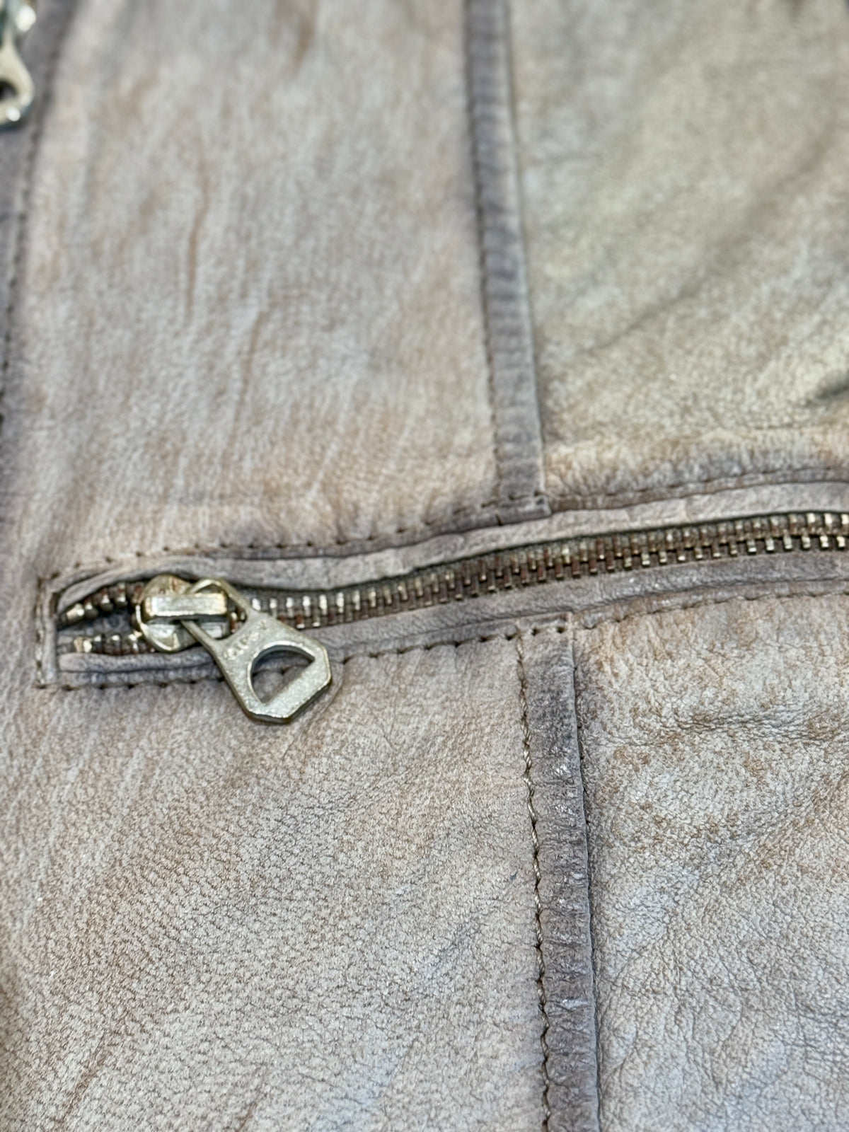 “Chloe” Grey Vintage Leather Biker Jacket in soft Nubuck