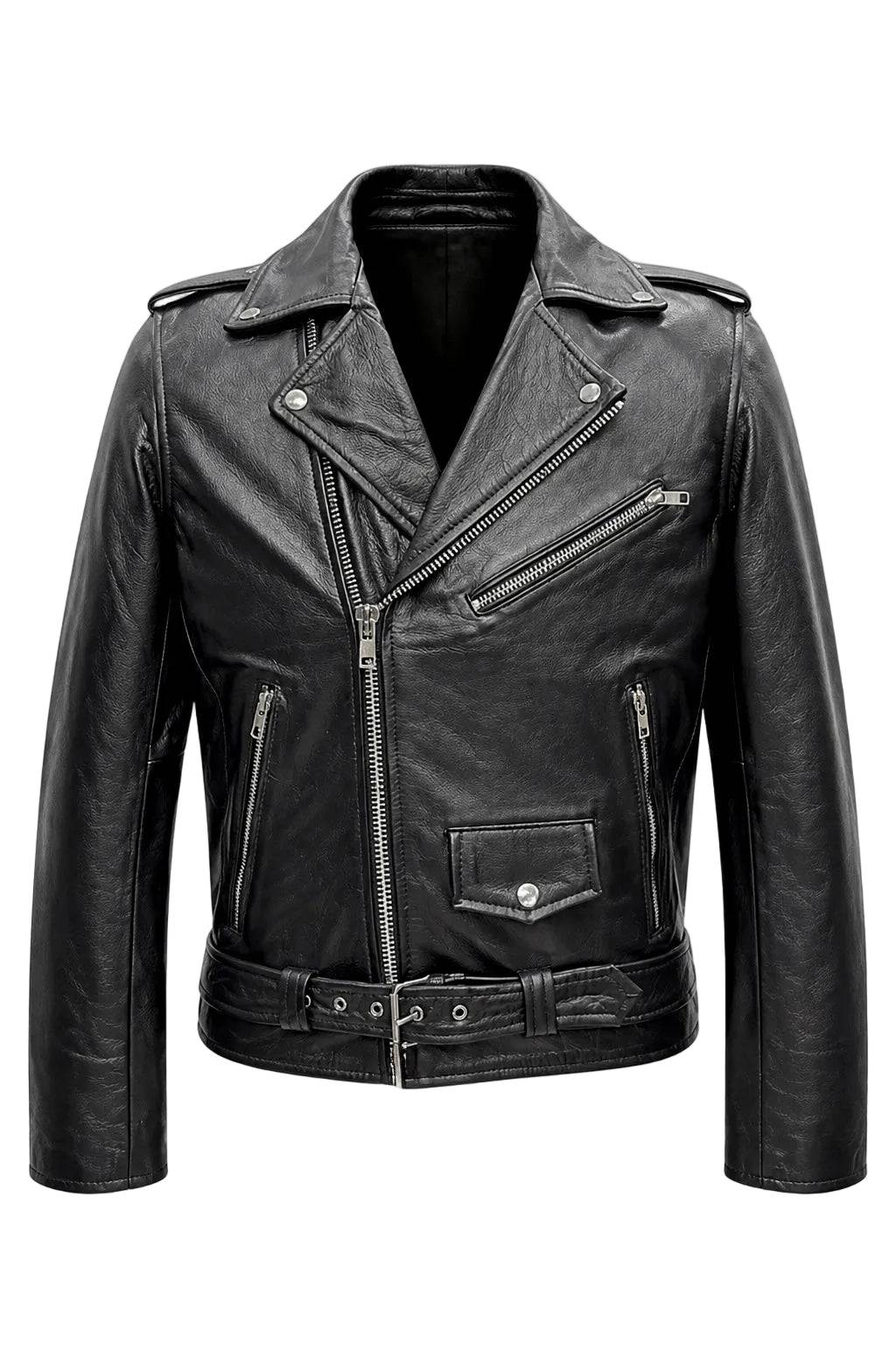 “Rebel Perfecto” Biker Black Jacket - genuine Cow Leather