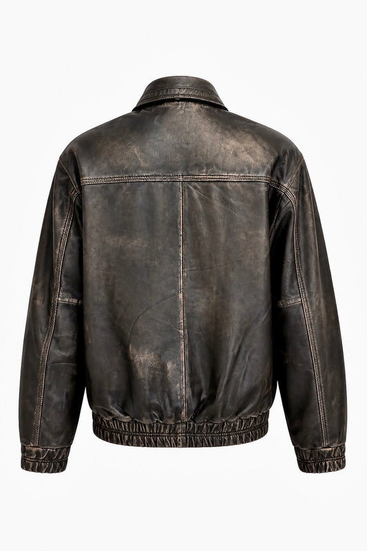 "1367" Oversized bomber Rabuf Antique Leather Jacket in soft Nappa
