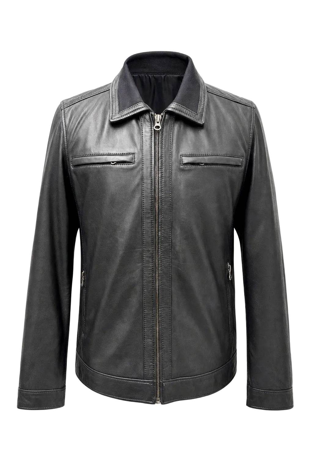 “Montclair” Leather Jacket in extra soft genuine lambskin