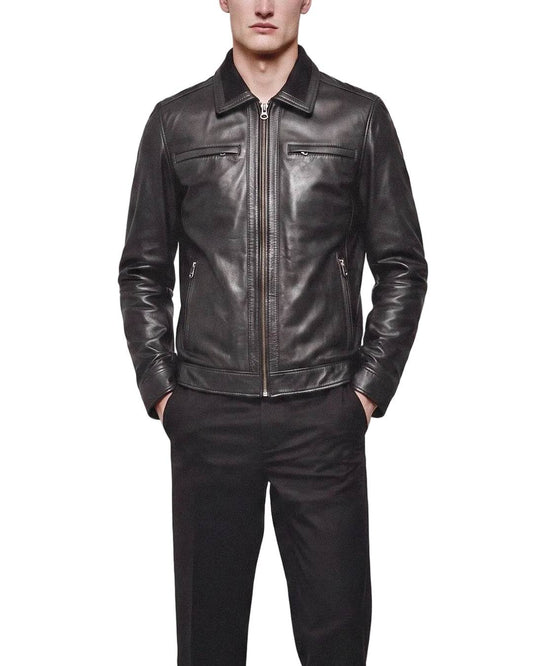 “Montclair” Leather Jacket in extra soft genuine lambskin
