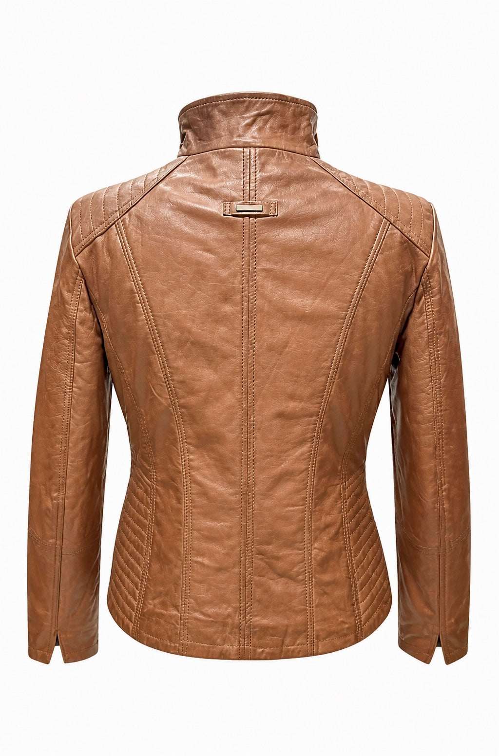 “Sienna” Camel Leather Jacket in soft genuine Nappa