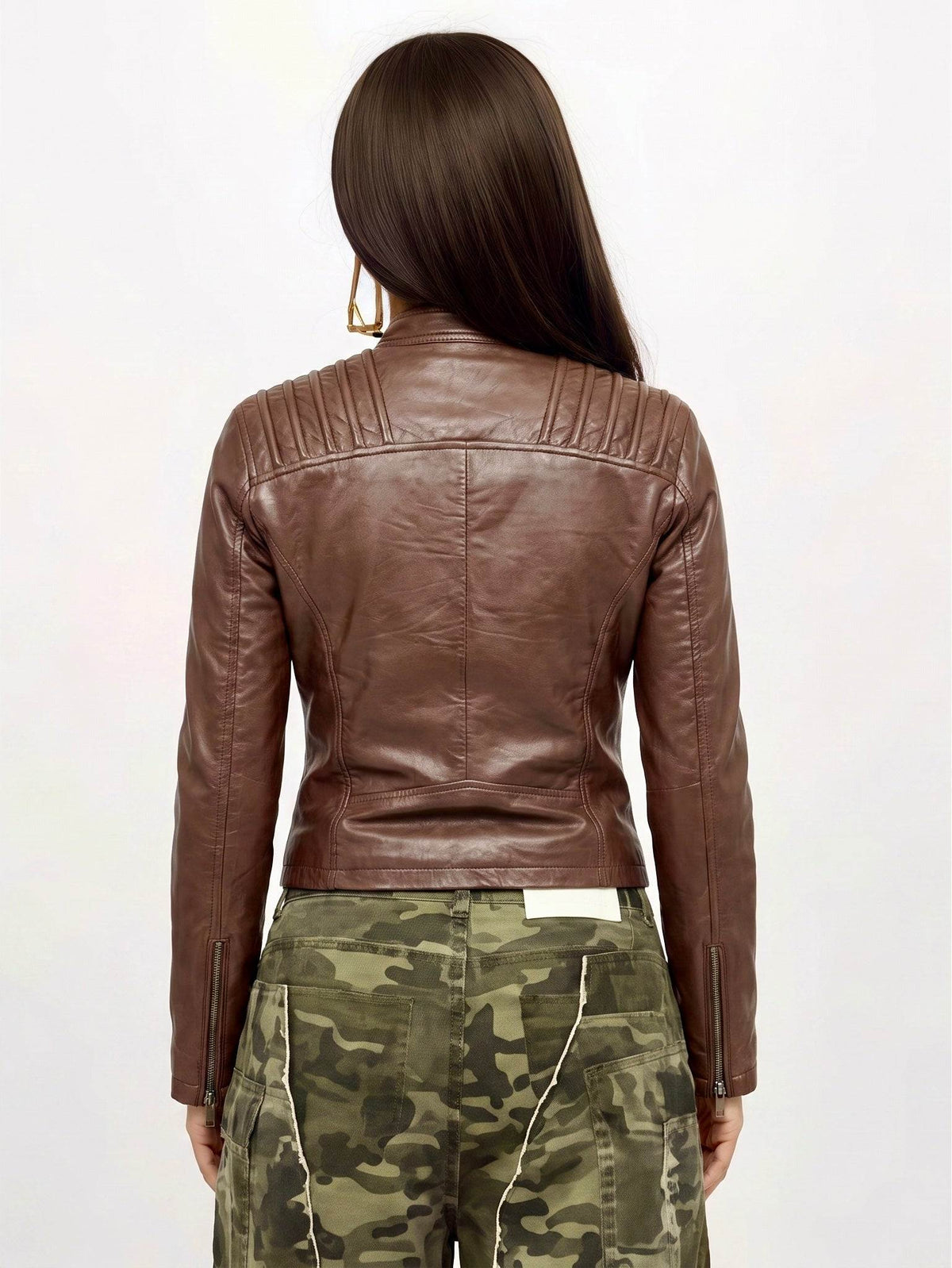 “ZH9” Dark Brown Leather Jacket in soft genuine Nappa