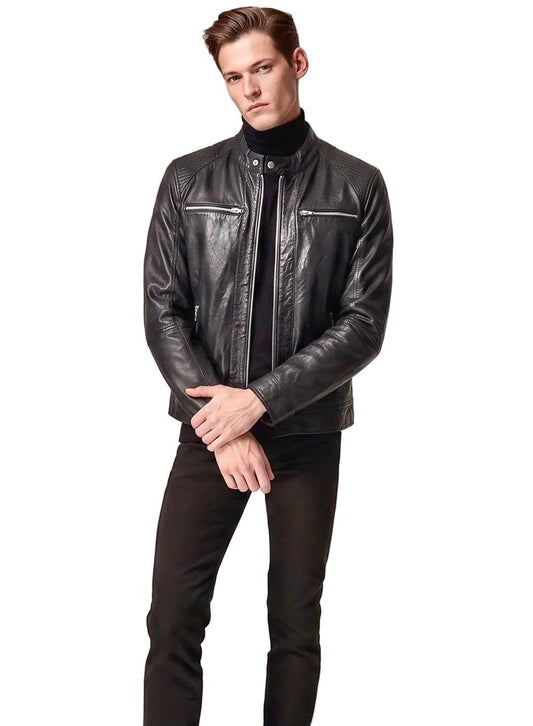 “Varenne” Biker Jacket in extra soft genuine lambskin