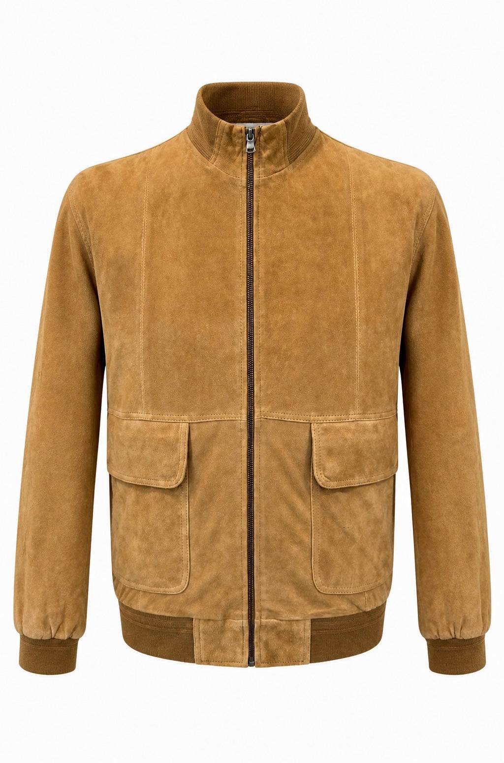 “Polo Zip” Tan Suede Goat Jacket