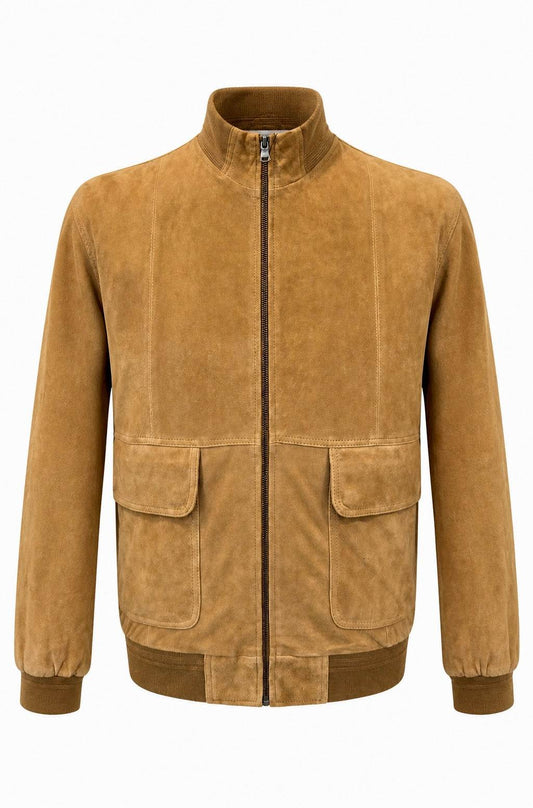 “Polo Zip” Tan Suede Goat Jacket