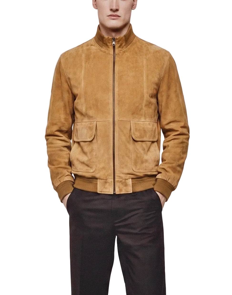 “Polo Zip” Tan Suede Goat Jacket