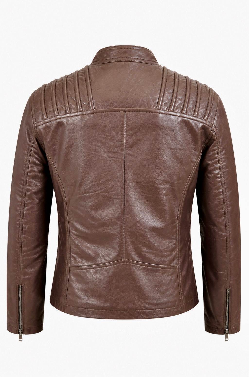 “ZH9” Dark Brown Leather Jacket in soft genuine Nappa