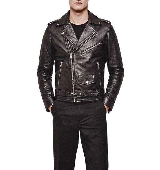 “Rebel Perfecto” Biker Black Jacket - genuine Cow Leather