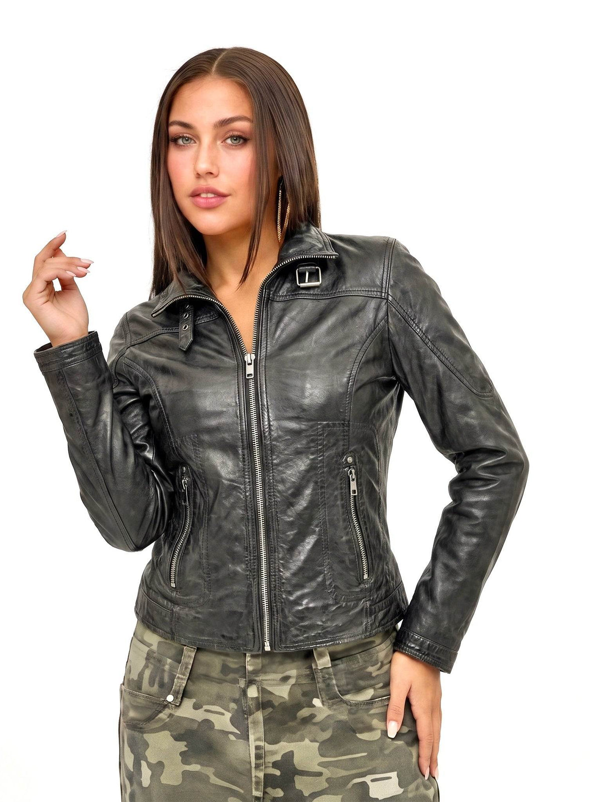 "Gipsy" Black Jacket  Leather in soft Nappa