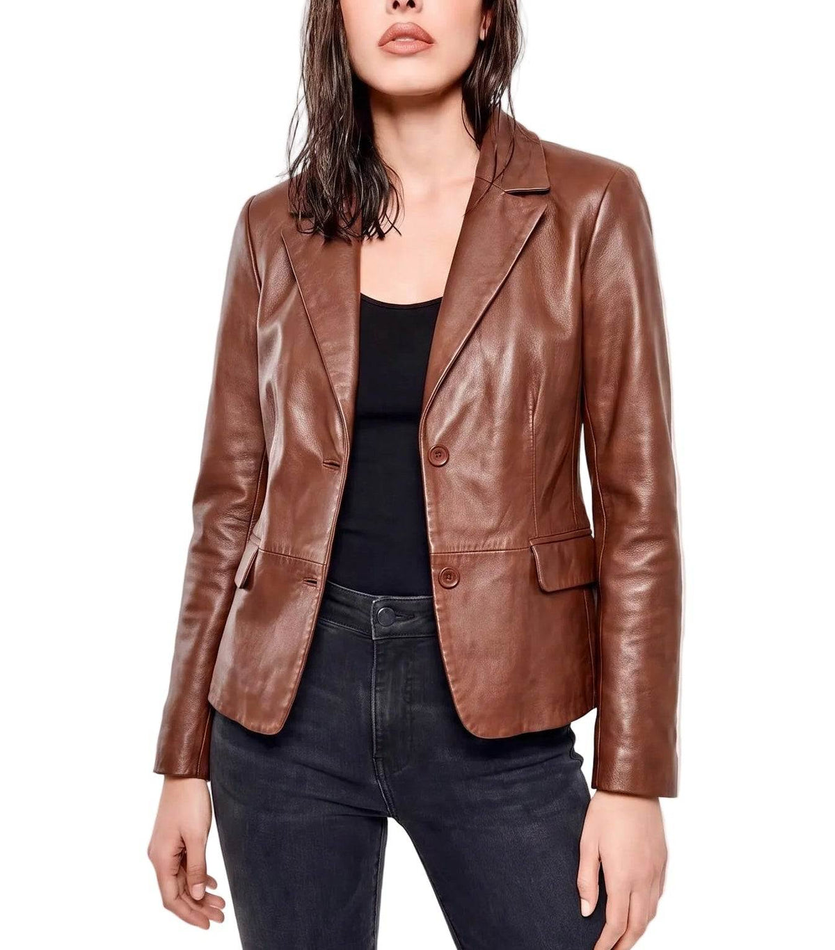 "Eclissi" Brown  Nappa Leather Blazer