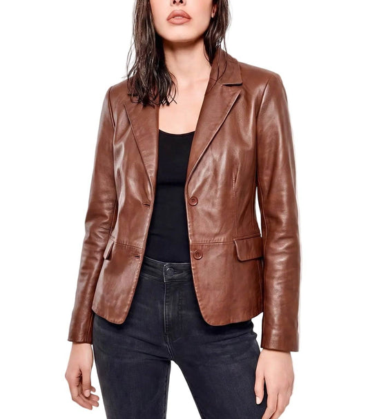 "Eclissi" Brown  Nappa Leather Blazer