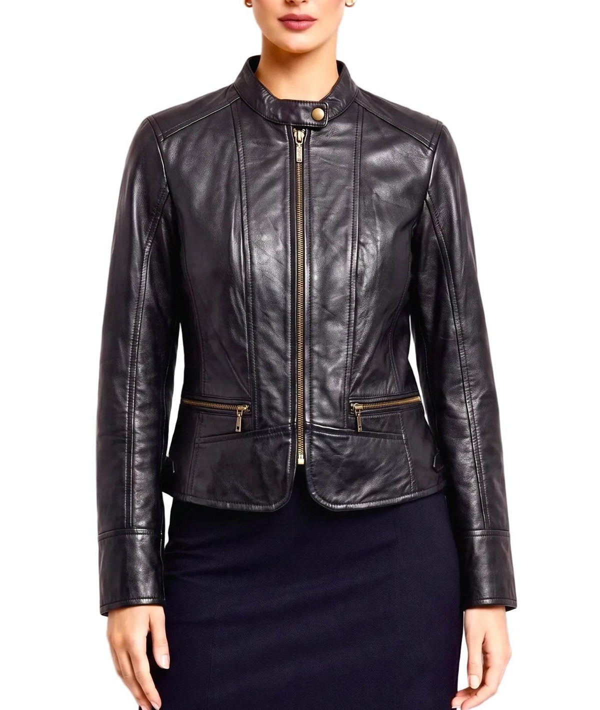 "9885A" Black Leather Jacket in Soft Nappa