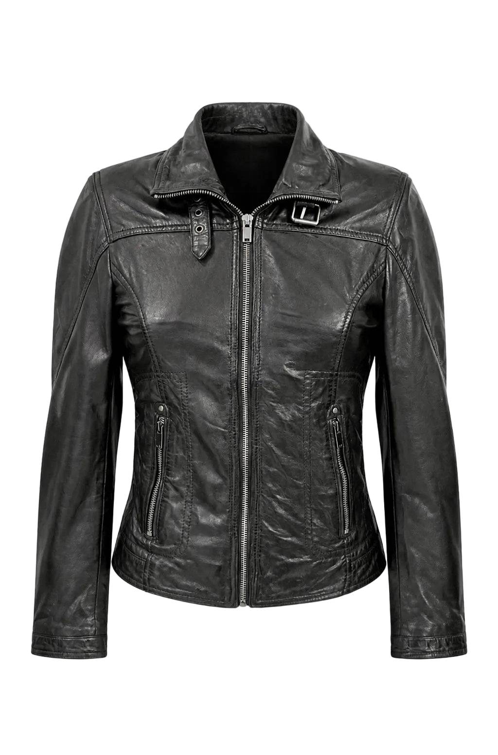 "Gipsy" Black Jacket  Leather in soft Nappa