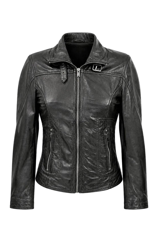 "Gipsy" Black Jacket  Leather in soft Nappa