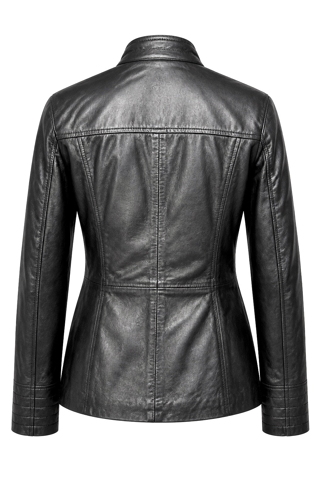 “Nora” Black Leather Jacket with Fur/Fox Hood