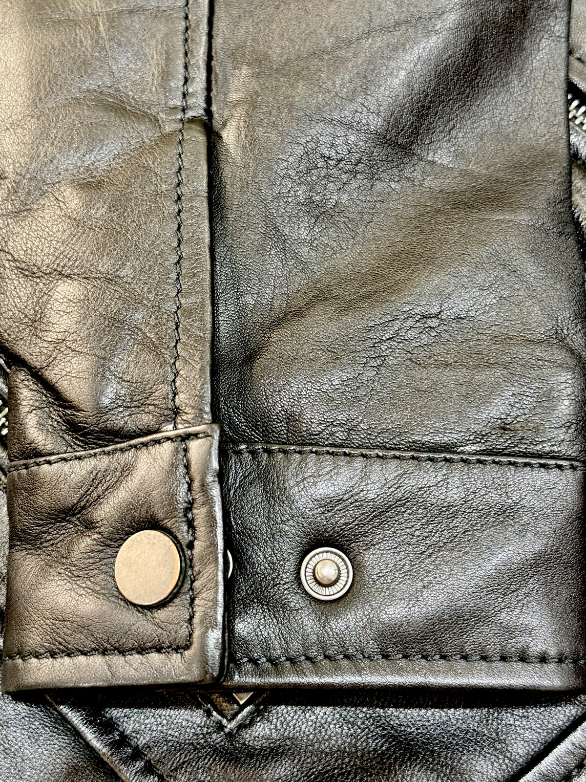 “Fielder” Black Leather Biker Jacket in soft Nappa
