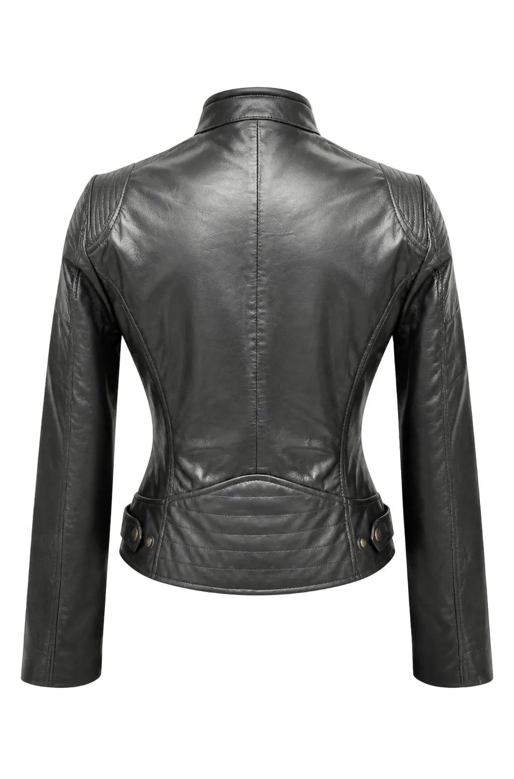 Xchic Pelle black sport leather jacket in soft genuine Nappa, full view showing tailored fit and sleek design.