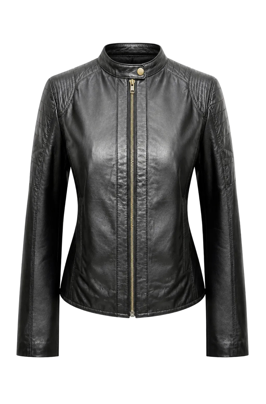 Black Xchic Pelle “477B” sport leather jacket in soft genuine Nappa leather, full view showing stylish design and fit.