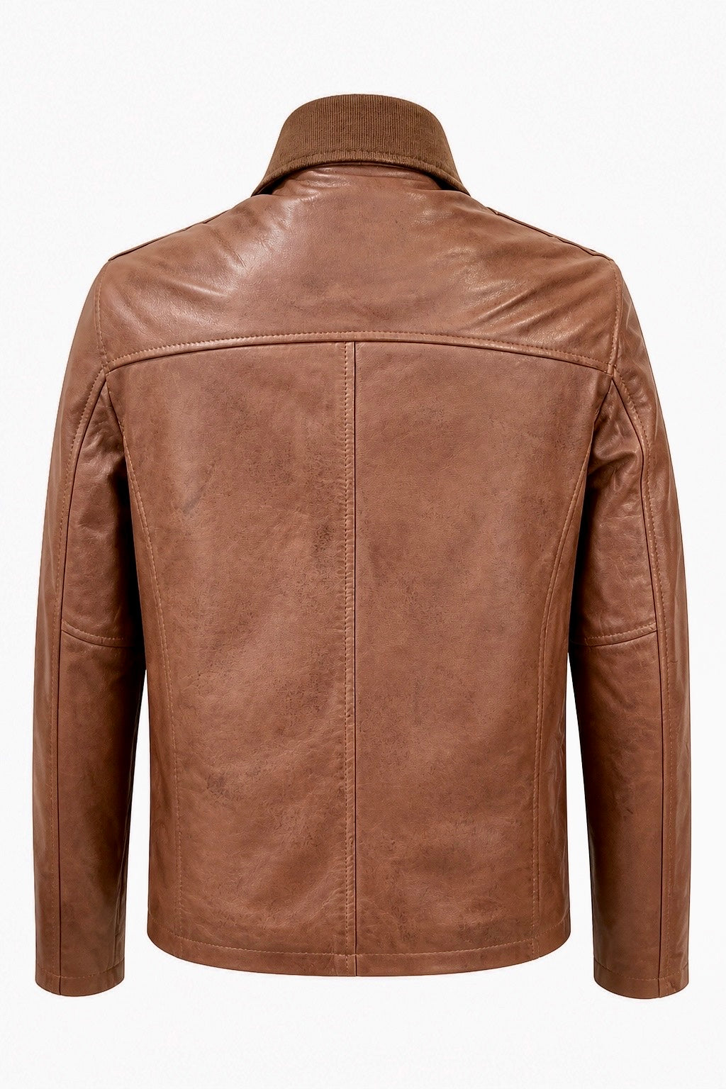 “Oscar” Cognac Brown Leather Jacket in soft Nappa