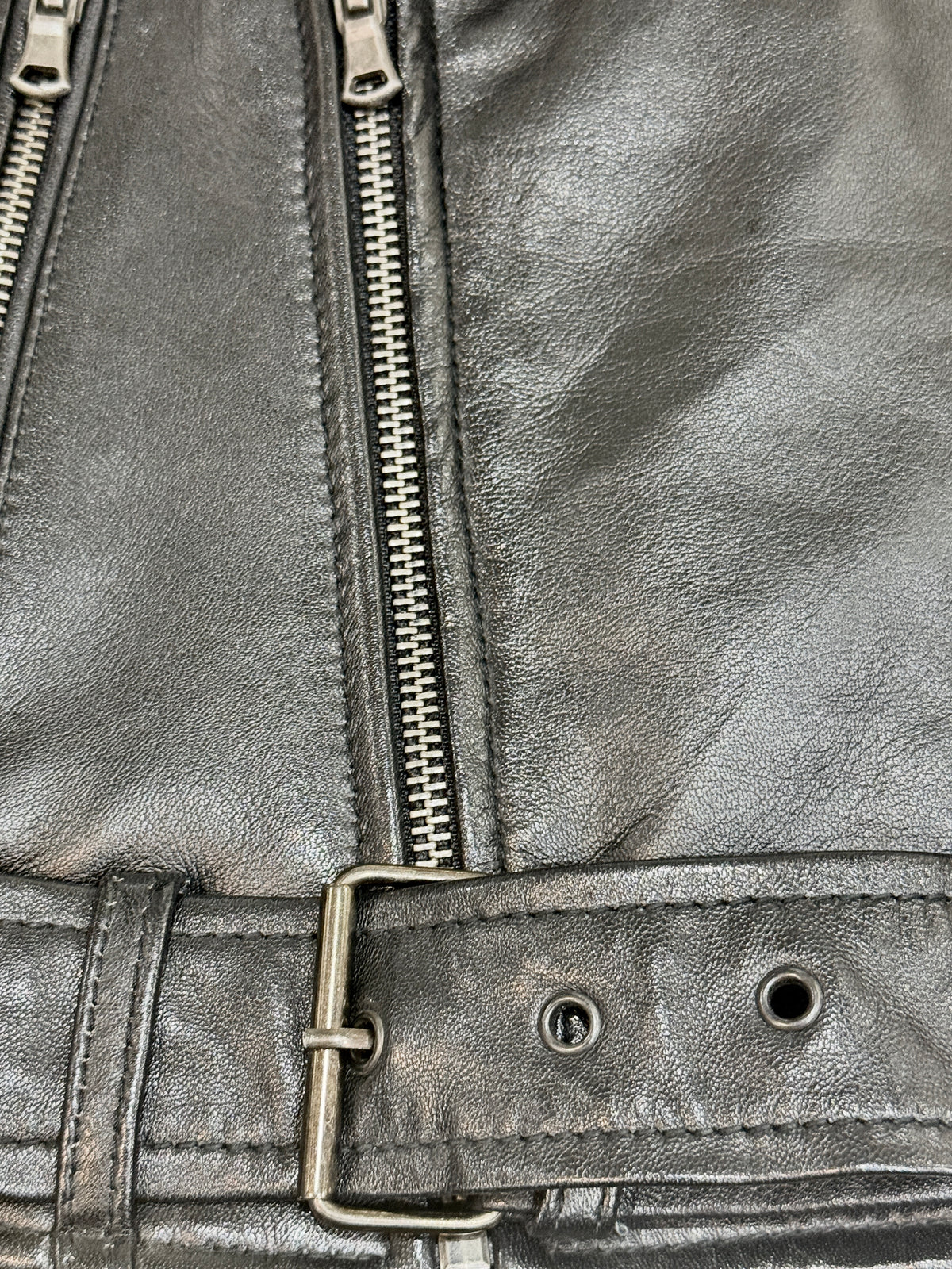 “Perfecto Mini Crop”  Biker with belt  Leather Jacket in soft genuine lambskin