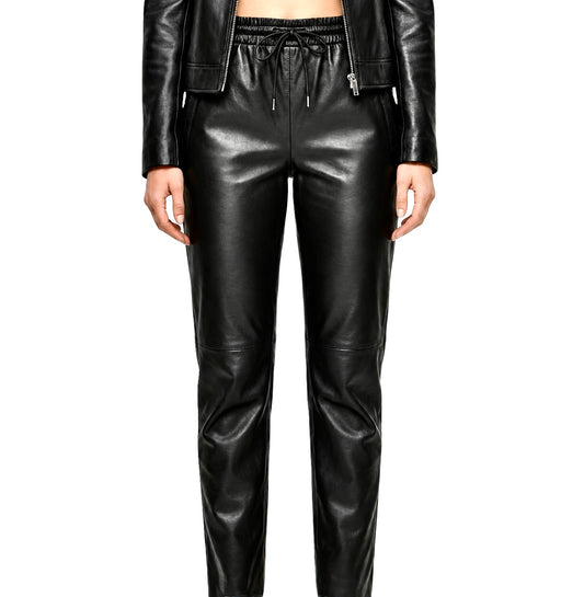"Velvet-Touch Leather Lounge Trousers"