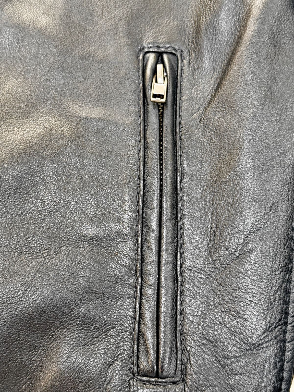 “Avelon” Navy racer Jacket in extra soft genuine lambskin
