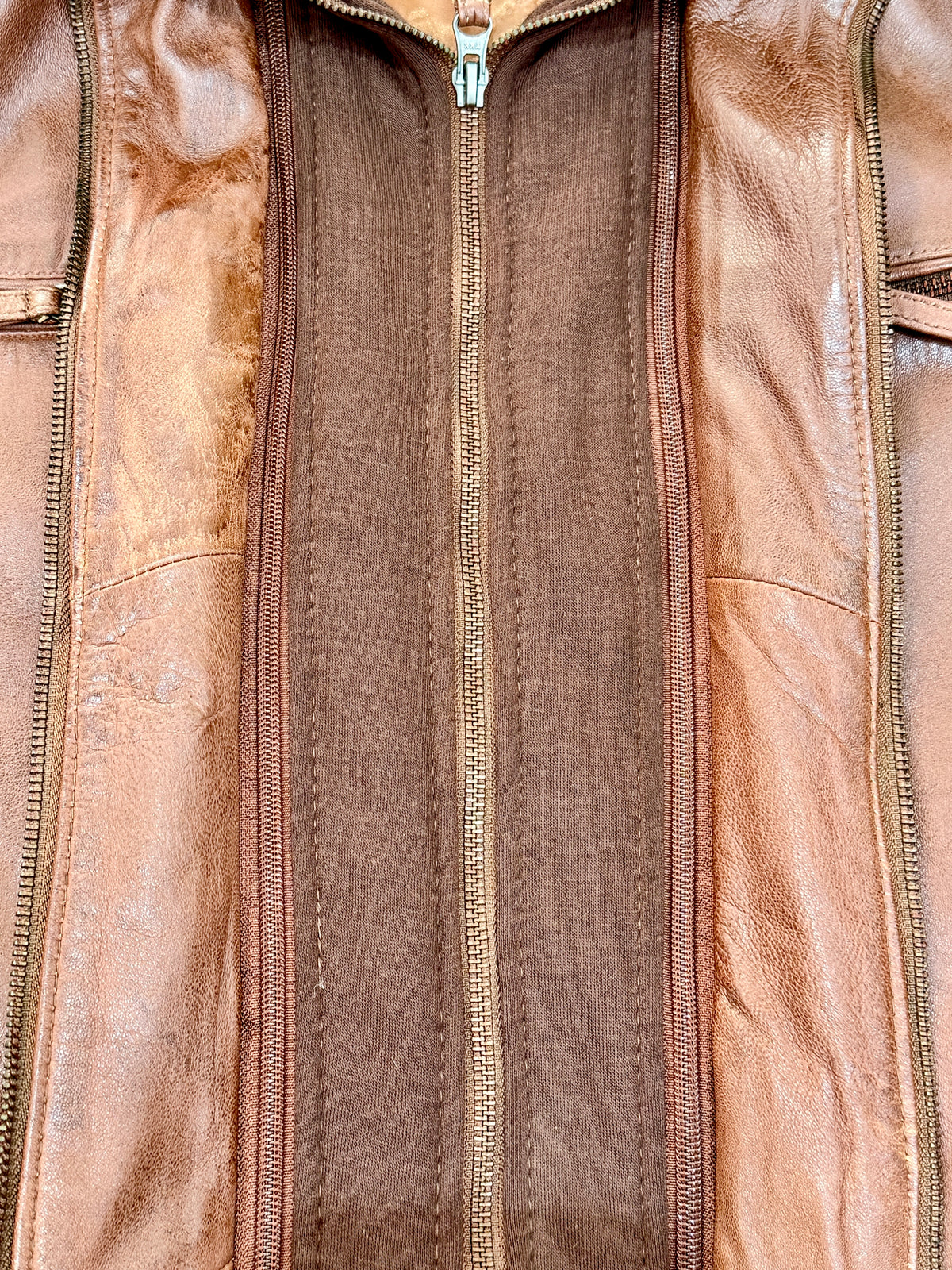 “Oscar” Cognac Brown Leather Jacket in soft Nappa
