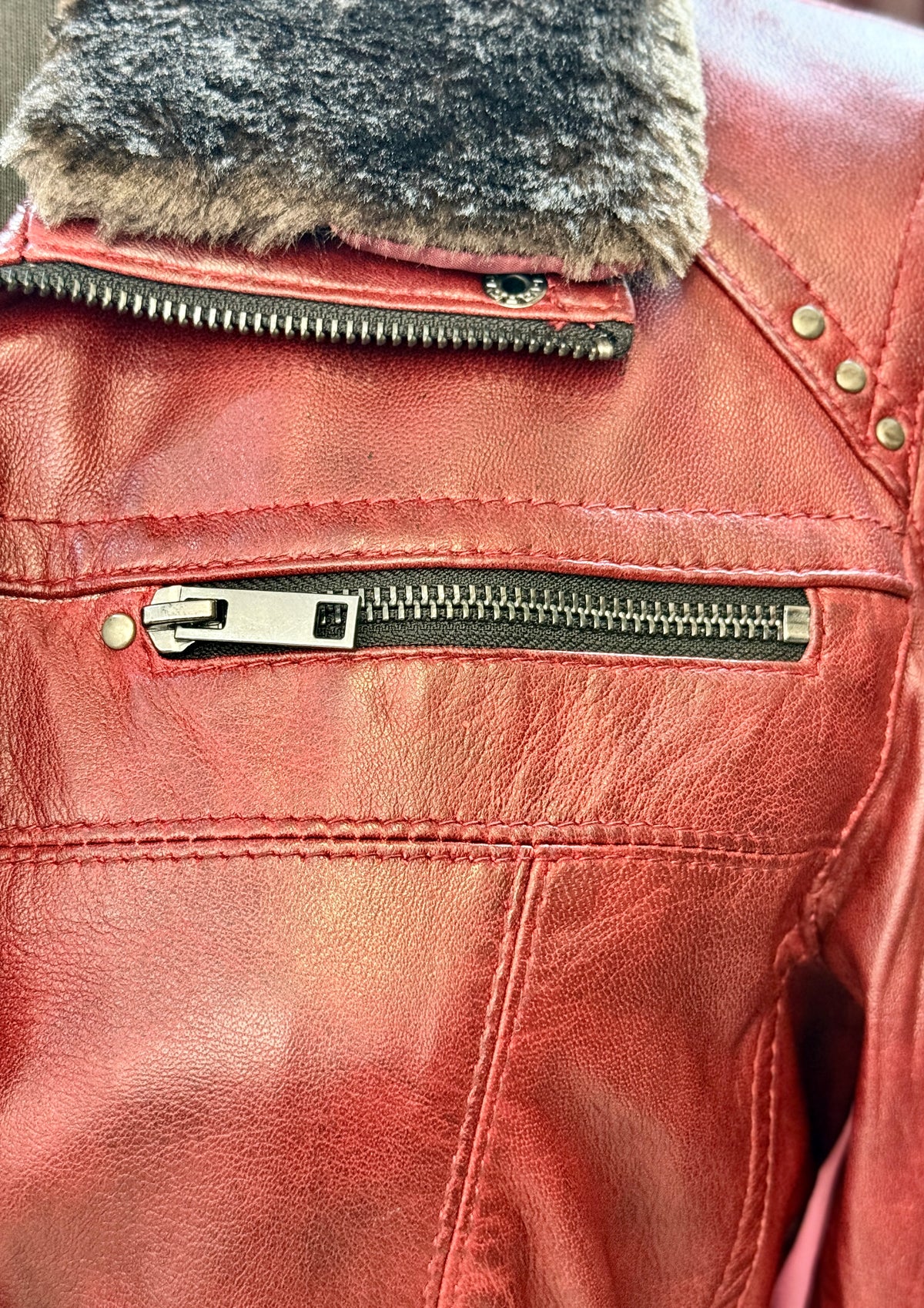 "ZH4" BurgundyJacket Leather in soft Nappa