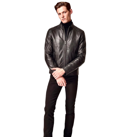"Rock" Men's Casual Leather Jacket Sheep Nappa
