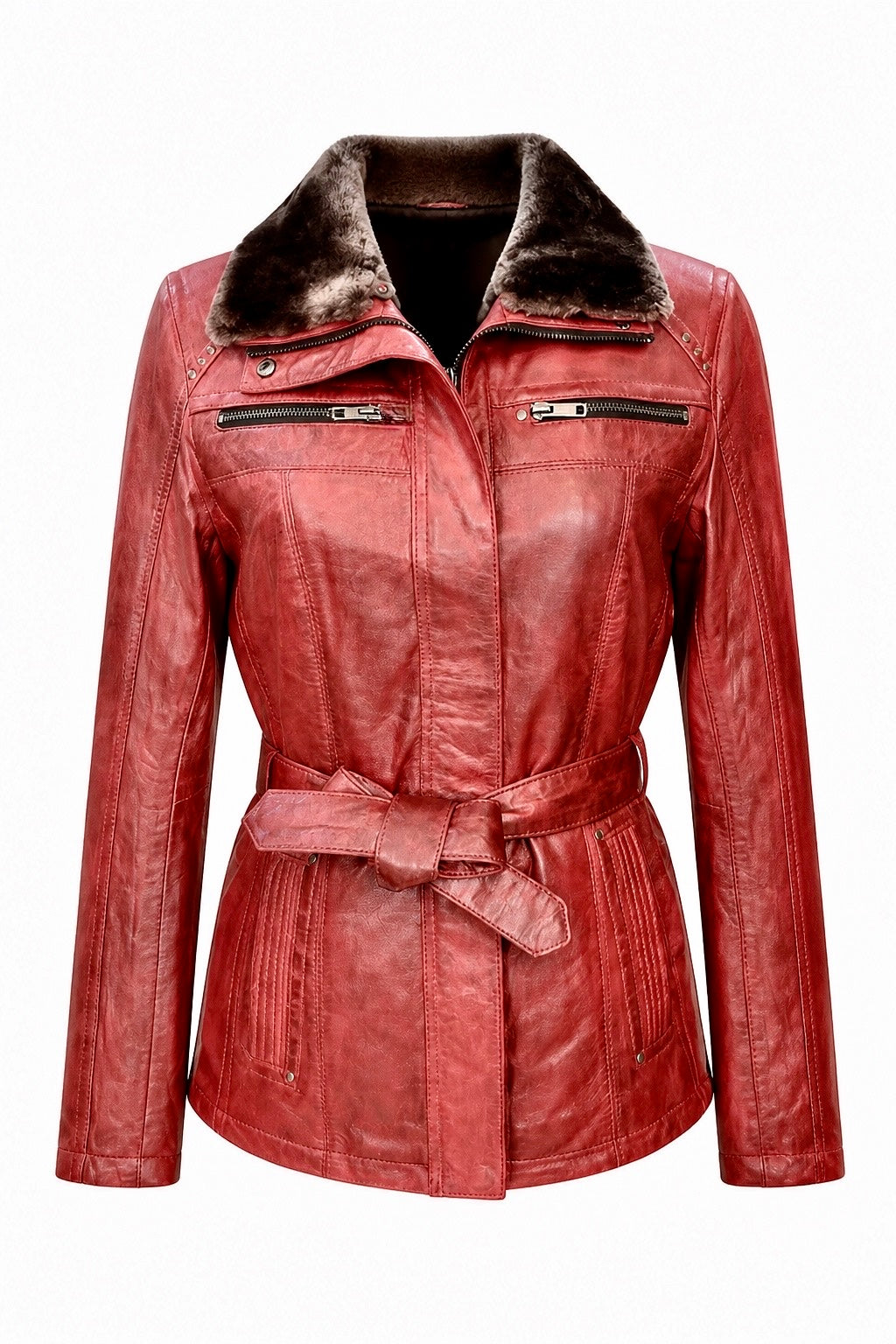 "ZH4" BurgundyJacket Leather in soft Nappa