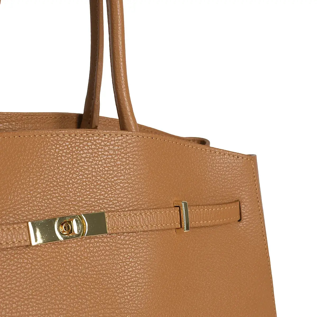 ‘’Amara’’ Luxe Leather Tote – Camel