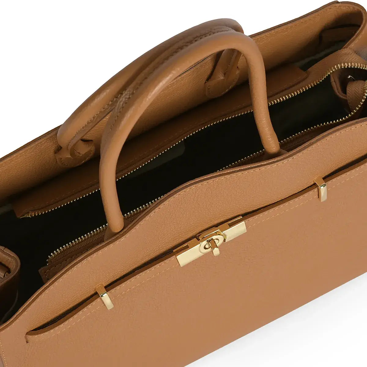‘’Amara’’ Luxe Leather Tote – Camel
