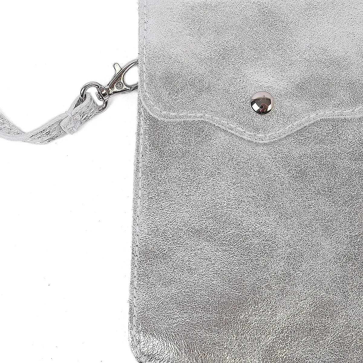 ‘’Suzann’’ Crossbody Phone Case Leather - Silver