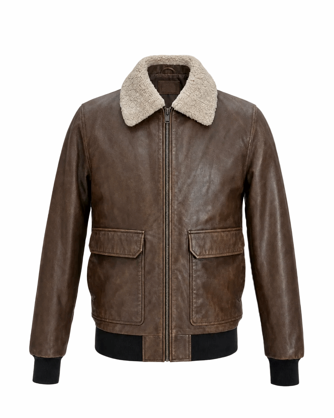 “Ranger” Vintage Brown Bomber Jacket - genuine Calfskin