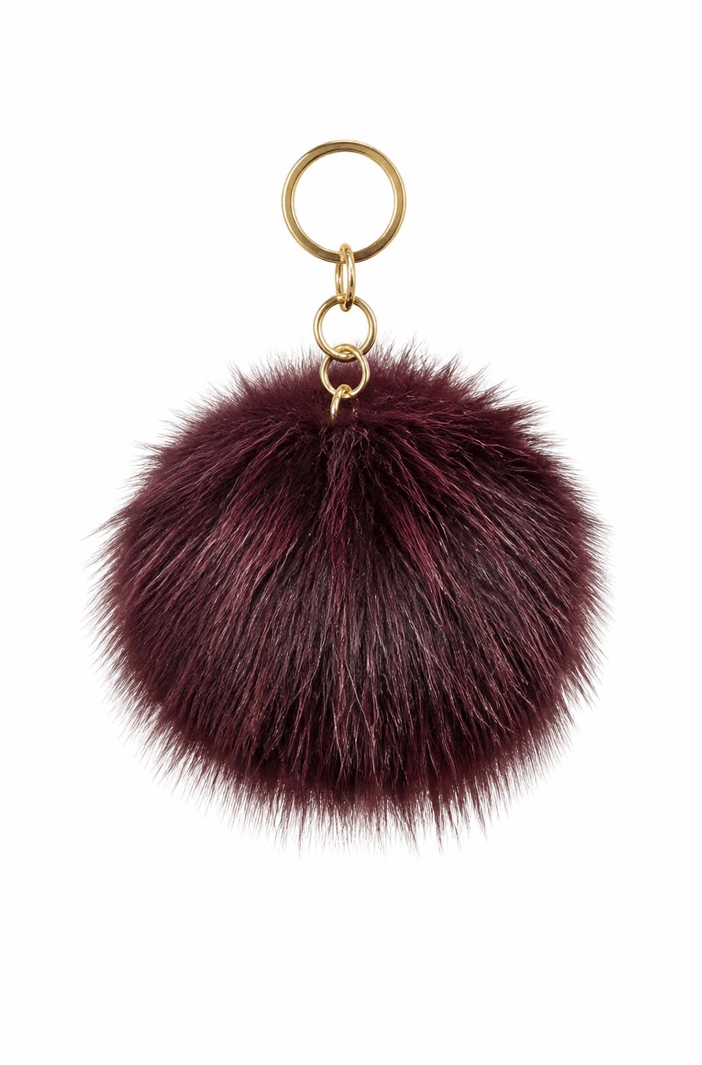 Luxury Fur Pom Pom Bag/key Charm – Bordo/Black
